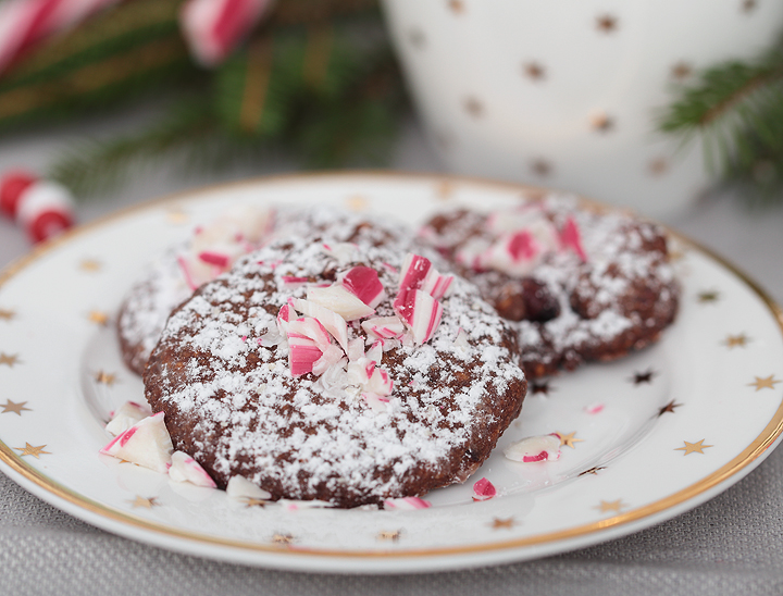 Chocolate Candy Cane Cookies Schokoladen Kekse Haselnüsse