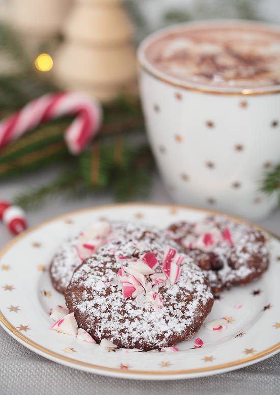 Chocolate Candy Cane Cookies Schokoladen Kekse Haselnüsse