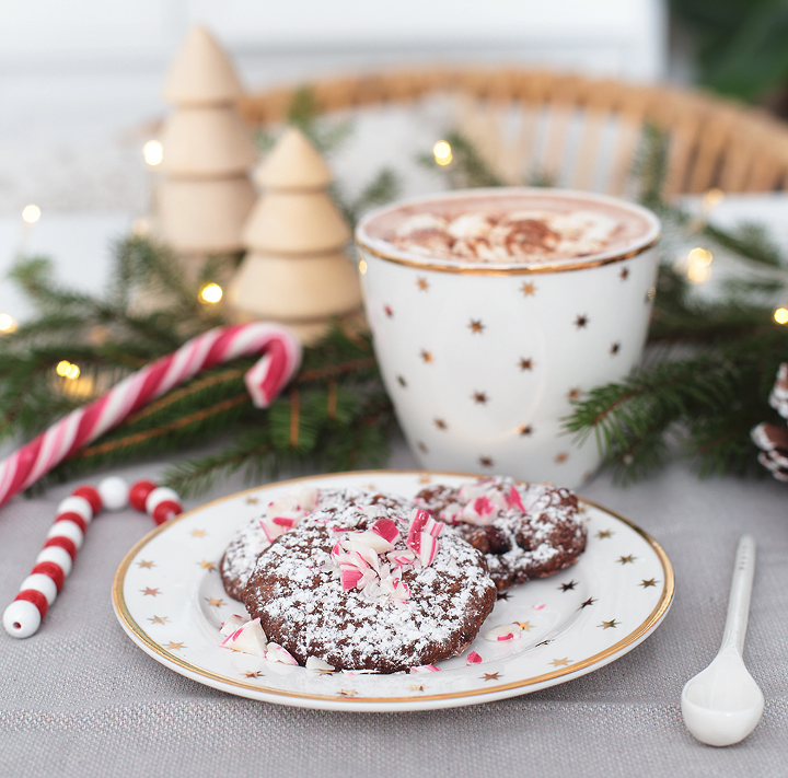 Chocolate Candy Cane Cookies Schokoladen Kekse Haselnüsse