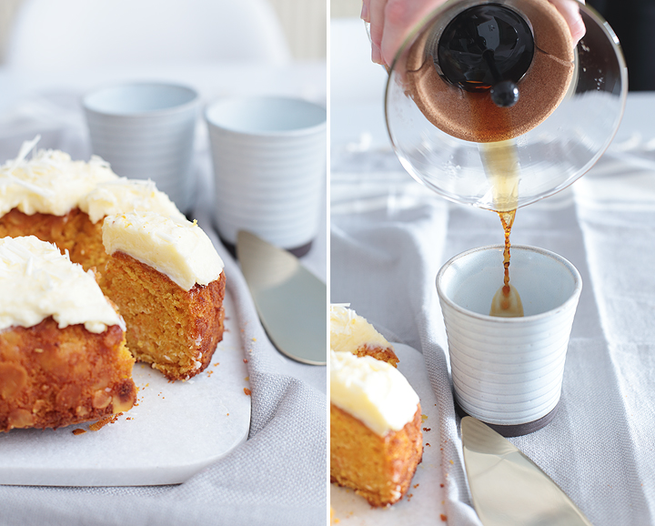 Möhren-Gugelhupf mit Frischkäse-Frosting und feiner Vanillepuddingnote