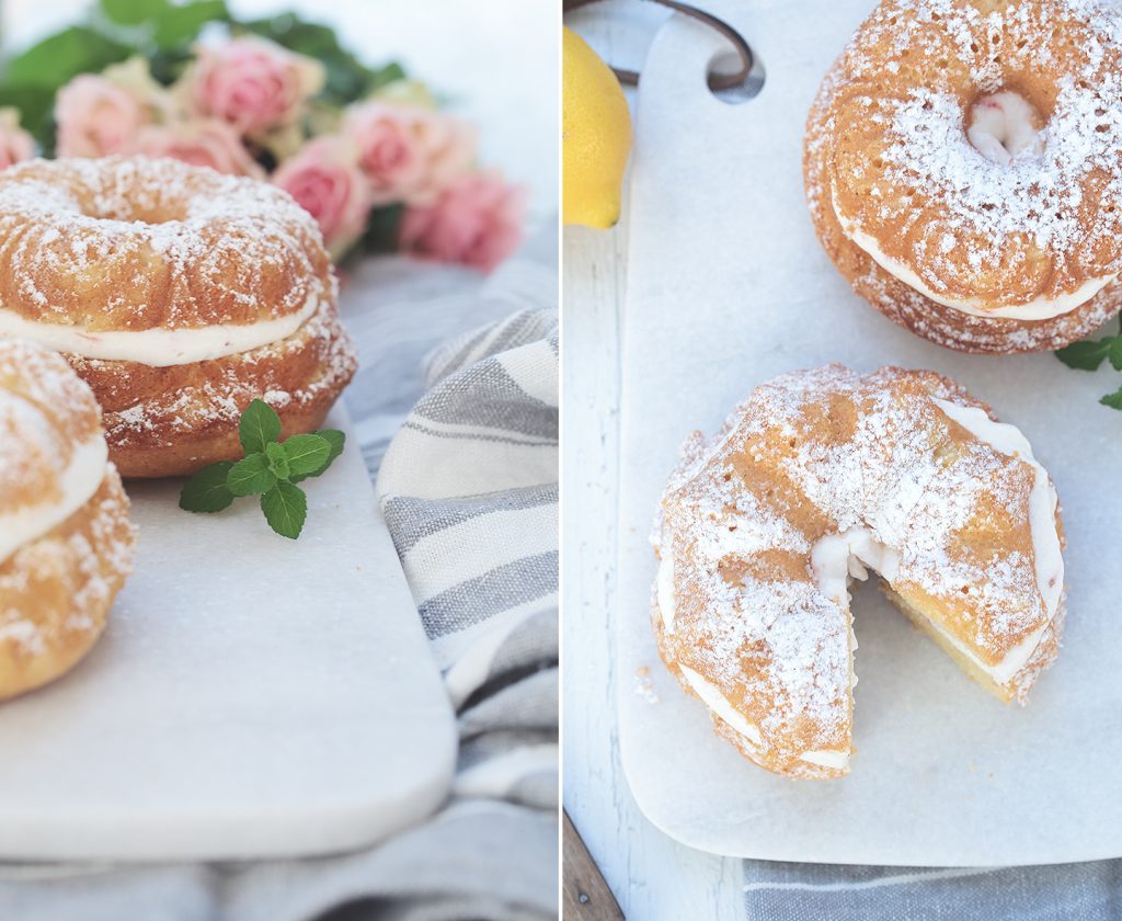 Saftiger Zitronenkuchen gefüllt mit Erdbeersahne