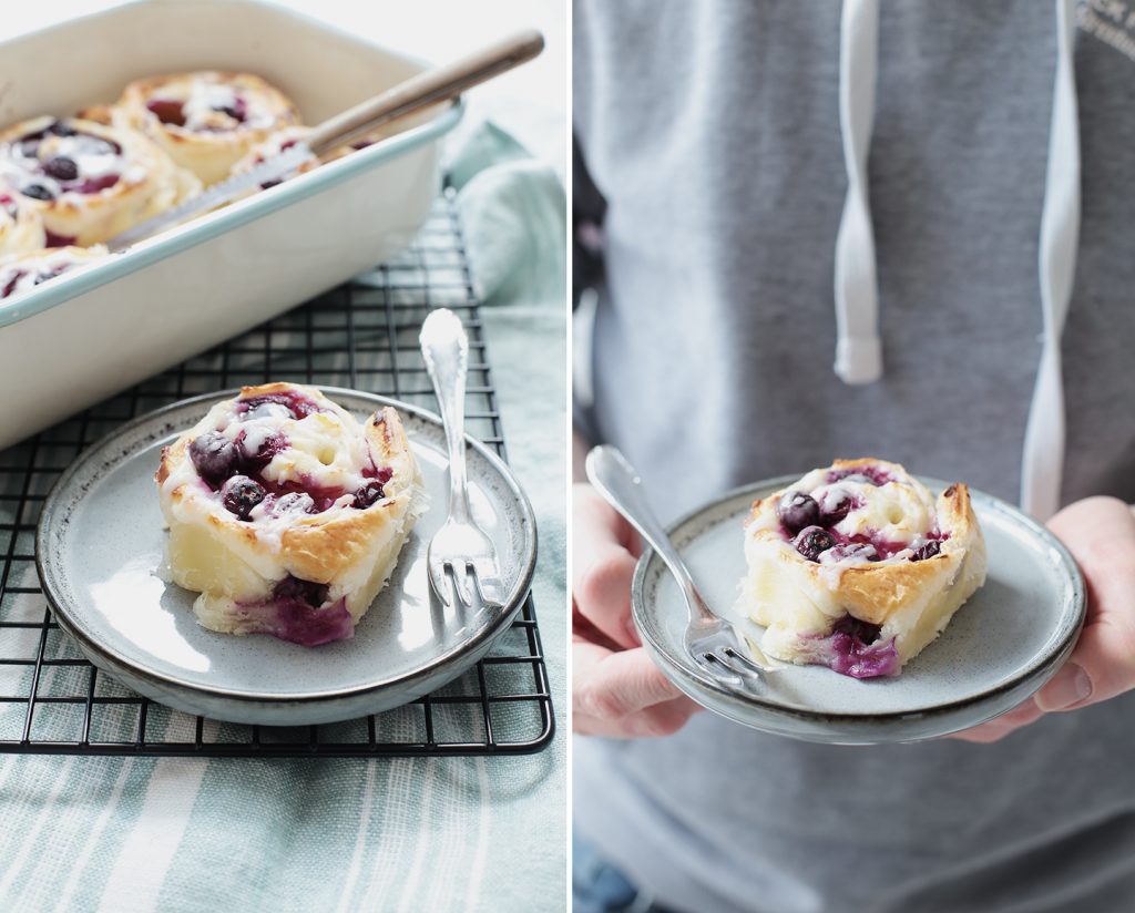 Blitzrezept: Blueberry-Cheesecake-Rolls | Blaubeer-Käsekuchen-Schnecken