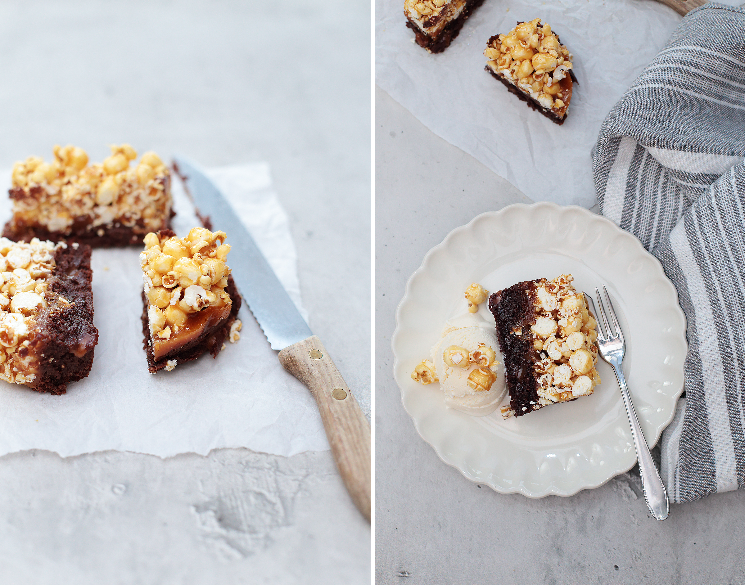 Salted Caramel Popcorn Brownies
