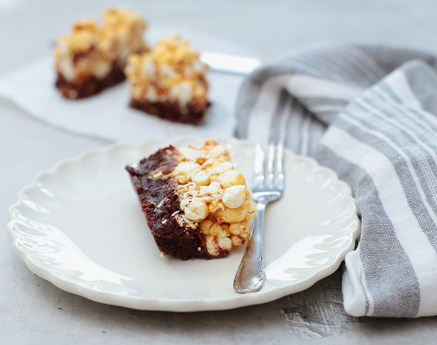 Salted Caramel Popcorn Brownies