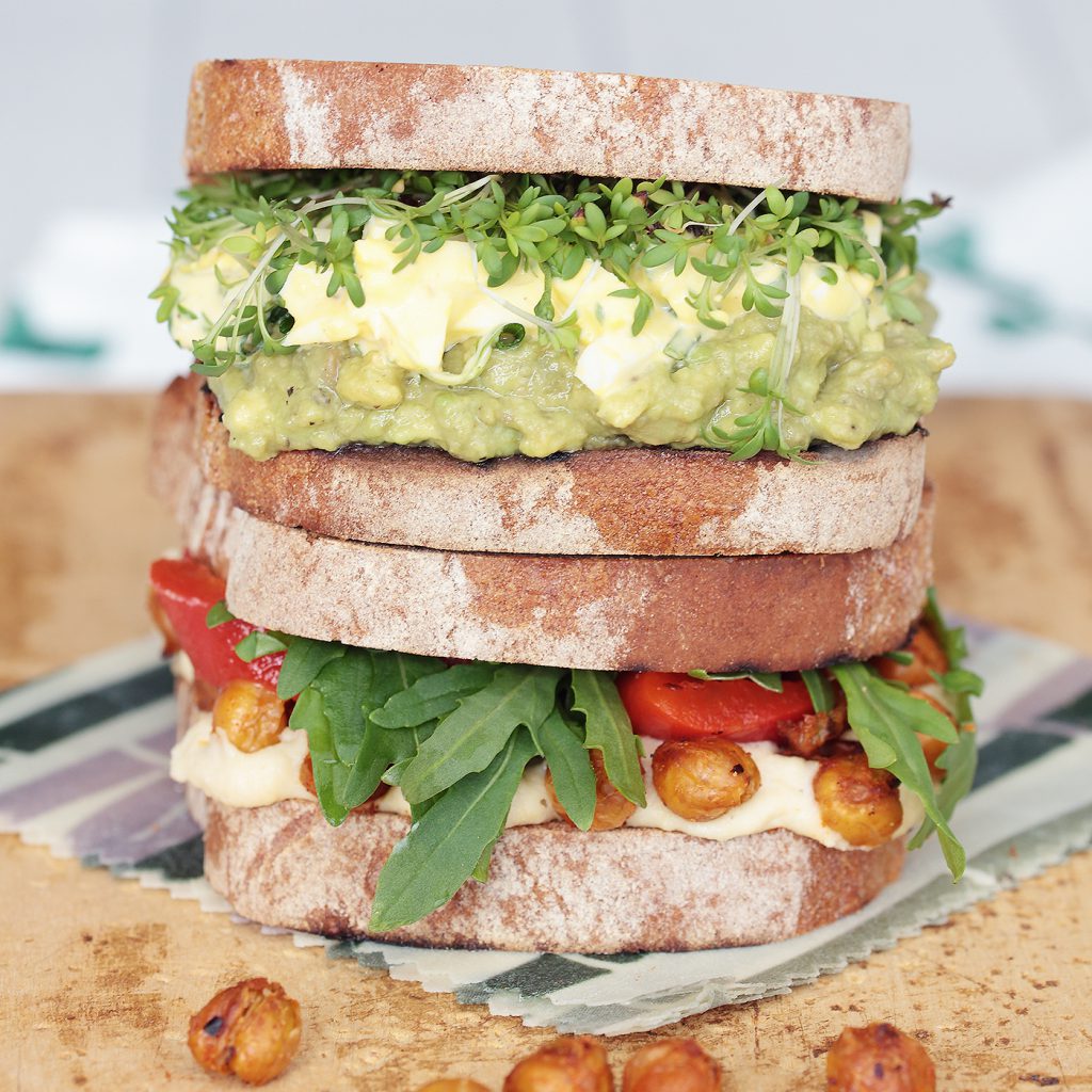 Stulle Brot Avocado Eiersalat Kichererbsen Hummus