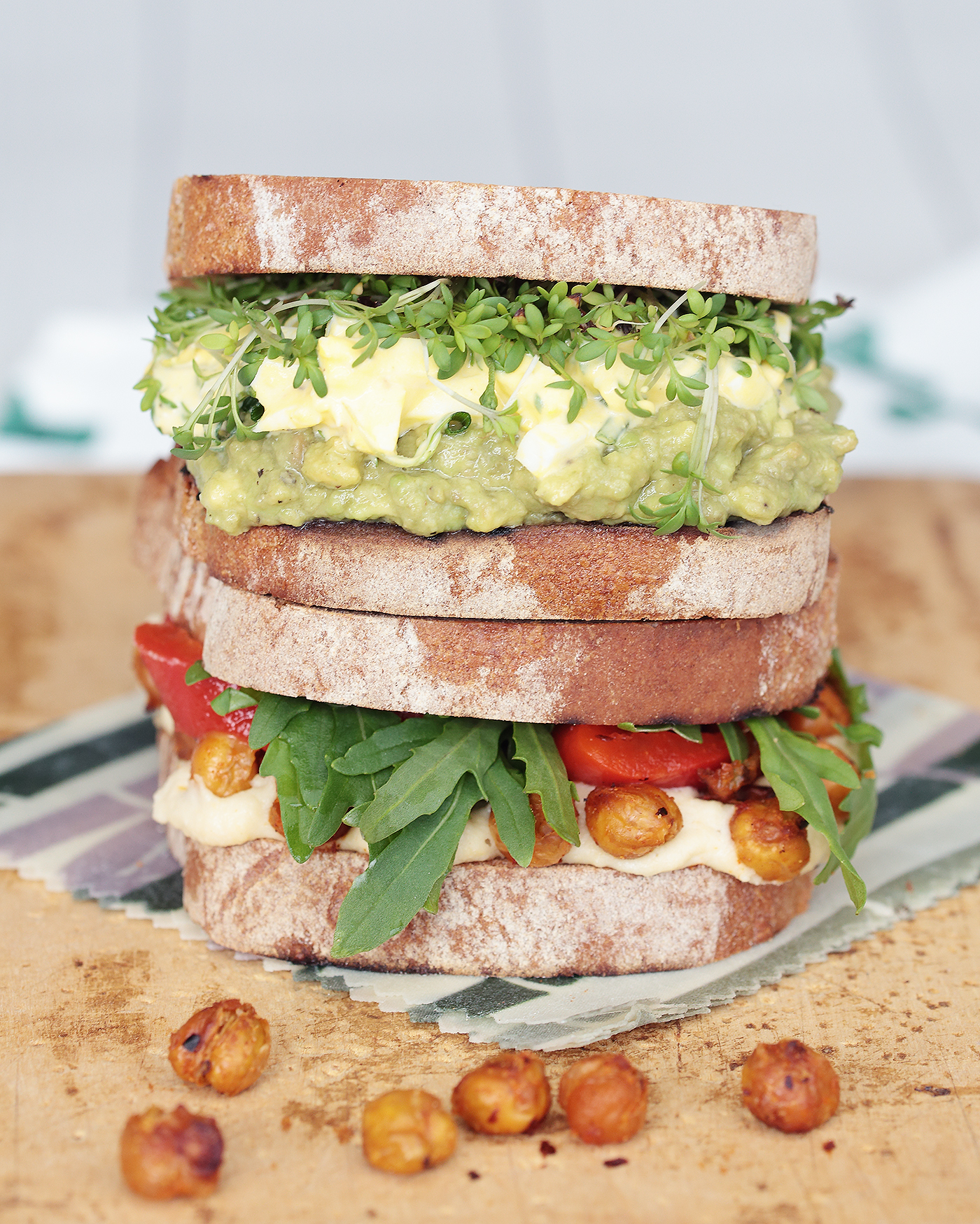 Stulle Brot Avocado Eiersalat Kichererbsen Hummus